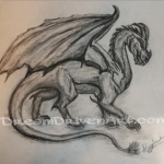 Pencil and charcoal dragon drawing