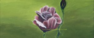 realistic oil painting of dark red rose