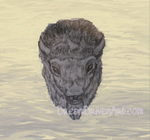 buffalo head drawing with background