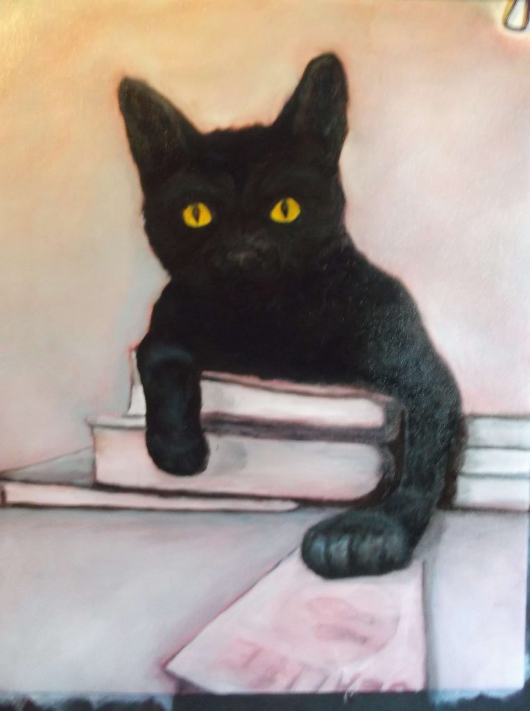Black Cat Art – Oil Painting of the Black Cat - Dream Driven Art