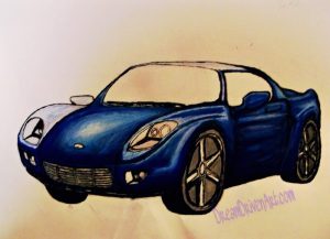 drawing a car adding color with Prismacolor markers