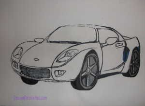 drawing a car outlining the sketch using marker